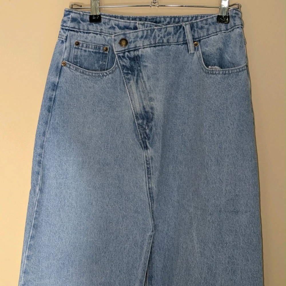 Dressed in Lala Maxi Light Blue Denim Slit Skirt Med Medium M Boho New Tags NWT - Picture 7 of 7